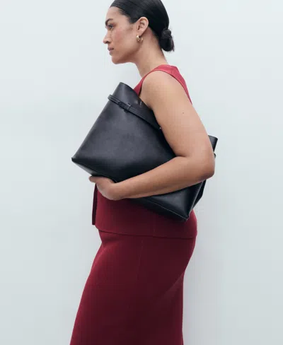 Mango Fine Knit Midi Skirt In Burgundy