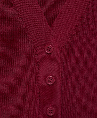 Mango Button Front Knit Vest In Burgundy