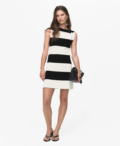 Mango Asymmetrical Knitted Dress With Strap Ecru In Black