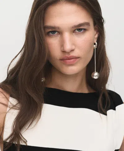 Mango Asymmetrical Knitted Dress With Strap Ecru In Black