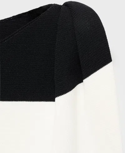 Mango Asymmetrical Knitted Dress With Strap Ecru In Black