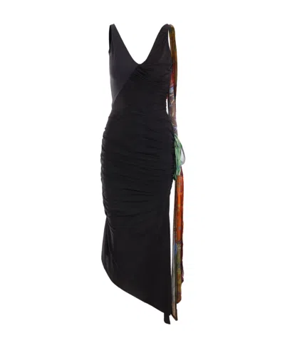 Marine Serre Sleeveless V-neck Dress In Black