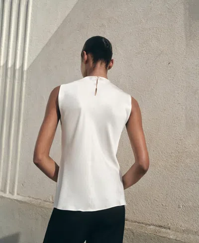 Mango Women's Draped Neck Satin Blouse In Metallic