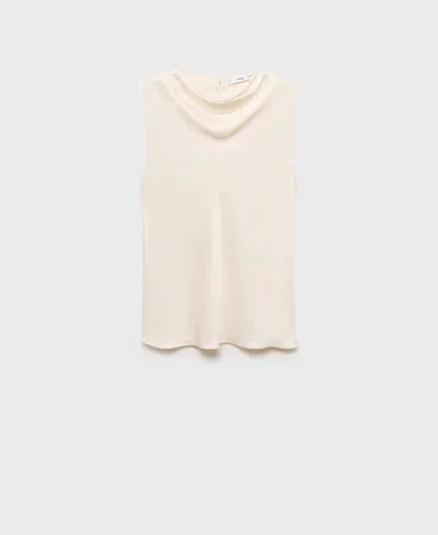 Mango Women's Draped Neck Satin Blouse In Metallic