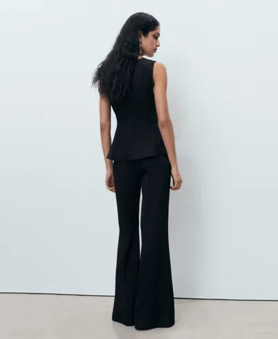 Mango Lyocell Peplum Top In Black