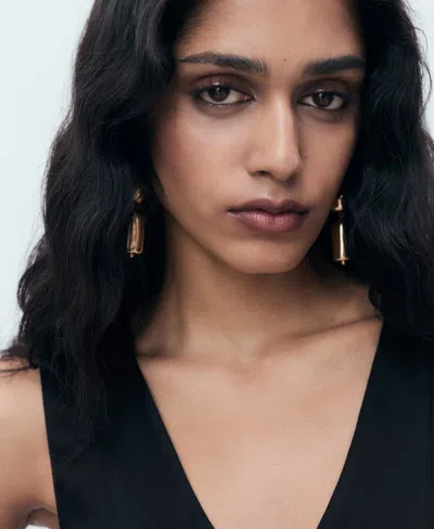 Mango Lyocell Peplum Top In Black