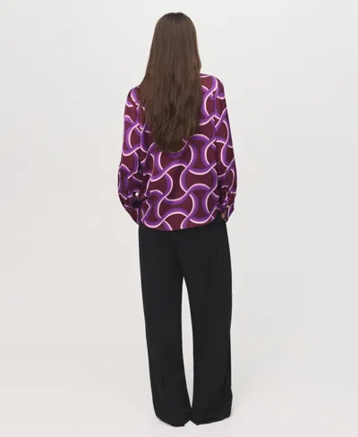 Mango Abstract Print Button-up Shirt In Purple
