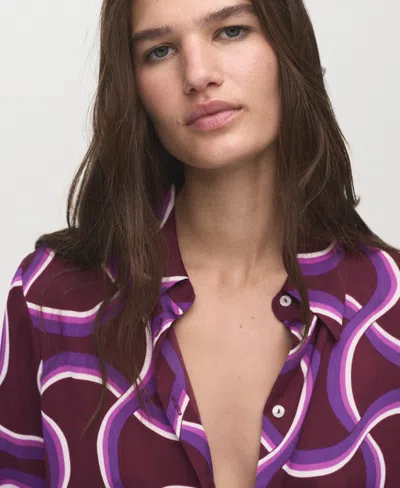 Mango Abstract Print Button-up Shirt In Purple