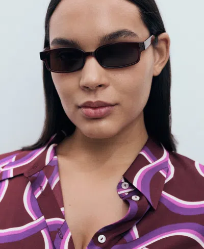 Mango Abstract Print Button-up Shirt In Purple