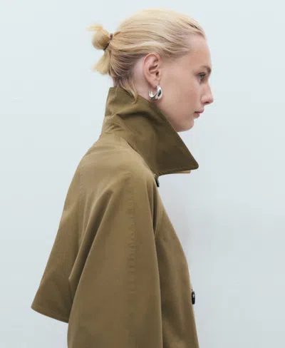 Mango Women's Long Double-breasted Trench Coat In Green