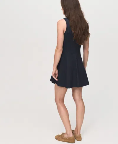Mango Denim-effect Dress With Bows Blue In Blue