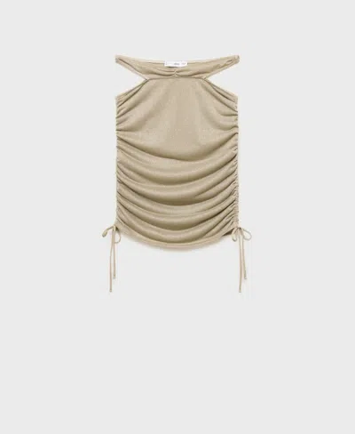 Mango Cinched Cutout Metallic Miniskirt In Gray