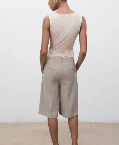 Mango Bodysuit With Draped Neckline Light/pastel Grey In Neutral