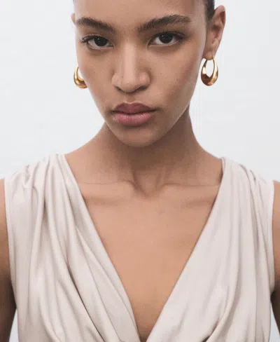 Mango Bodysuit With Draped Neckline Light/pastel Grey In Neutral