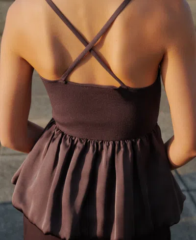 Mango Combined Fabric Top With Crossed Back Brown In Brown