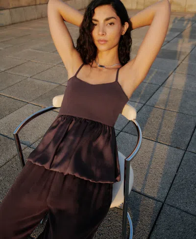 Mango Combined Fabric Top With Crossed Back Brown In Brown