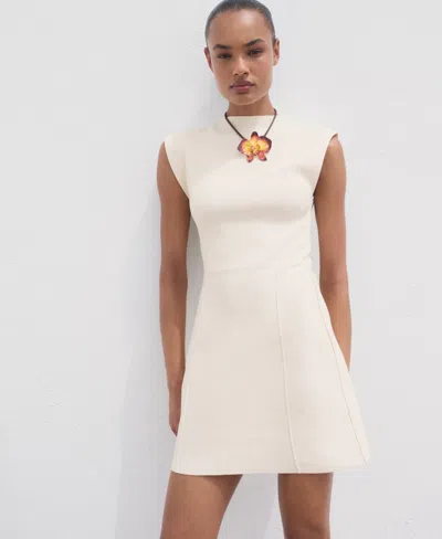 Mango High Neck Cap Sleeve Compact Knit Ini Dress In Multi