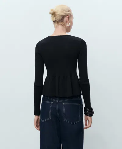 Mango Tie Front Cardigan In Black