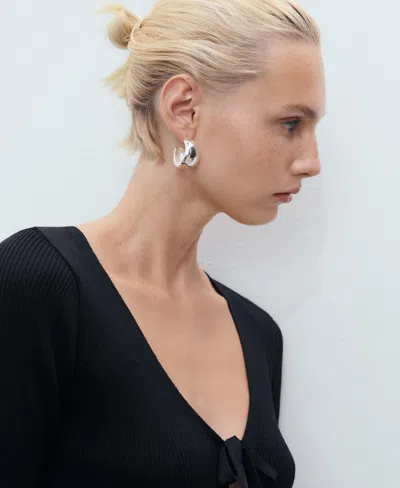 Mango Tie Front Cardigan In Black