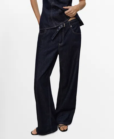 Mango Women's Straight-fit Belt Jeans In Blue