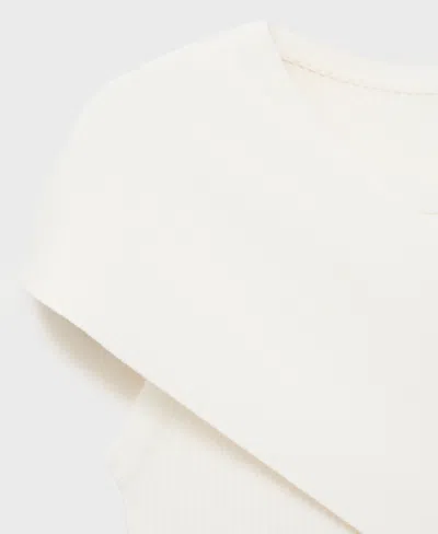 Mango Ribbed Dress With Asymmetrical Sleeves White In White