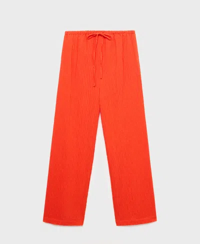 Mango Women's Straight-leg Crinkled-effect Pants In Orange