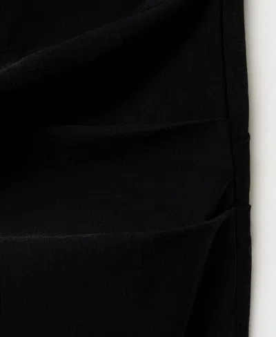 Mango Bardot Cinched Waist Midi Dress In Black In Black