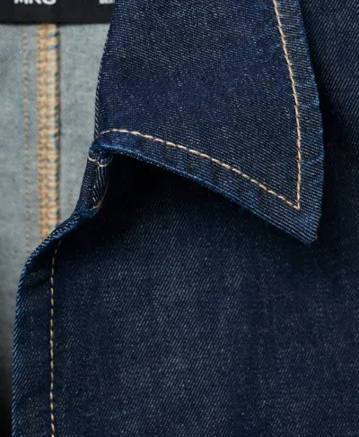 Mango Denim Top With Contrast Stitching Open Blue In Blue