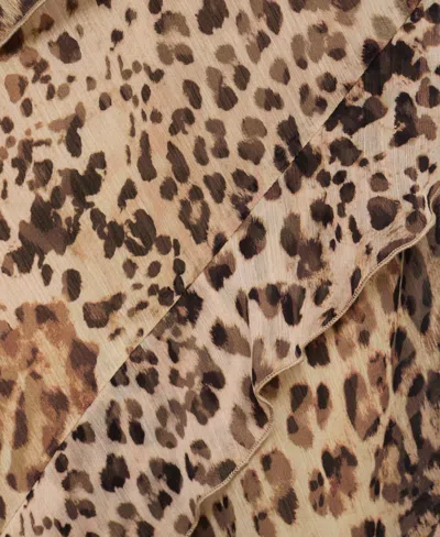 Mango Leopard-print Ruffle Dress With Opening Ecru In Brown