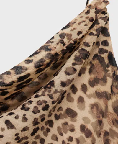 Mango Leopard-print Ruffle Dress With Opening Ecru In Brown