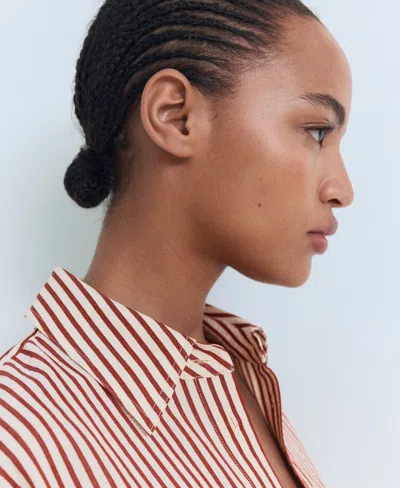 Mango Stripe Button-up Shirt In Orange