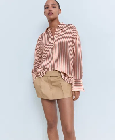 Mango Stripe Button-up Shirt In Orange
