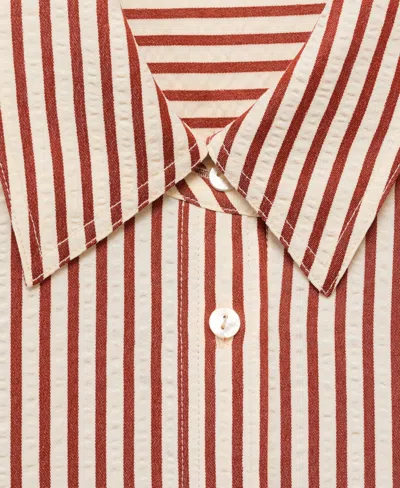 Mango Stripe Button-up Shirt In Orange