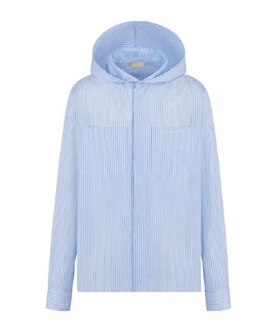 Dior Christian  Couture Hooded Shirt In Blue