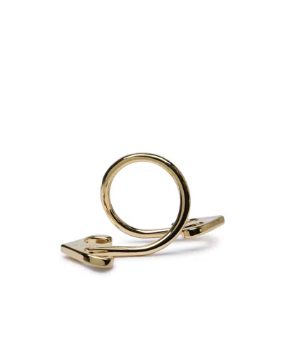Off-white Mono Arrow Logo Engraved Ring In Gold