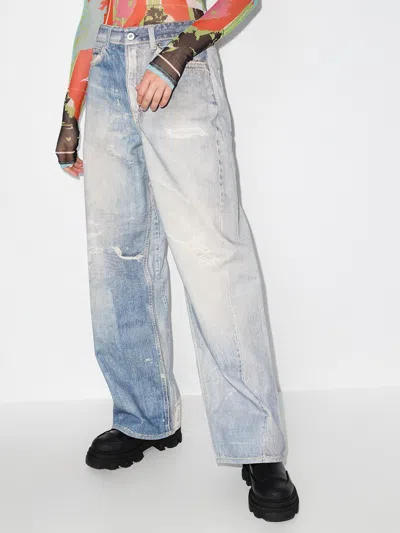 Our Legacy High Waist Boyfriend Jeans With Distressed Finish In Blue