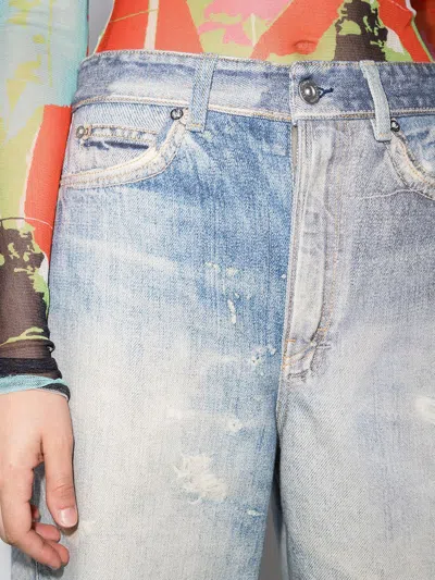 Our Legacy High Waist Boyfriend Jeans With Distressed Finish In Blue