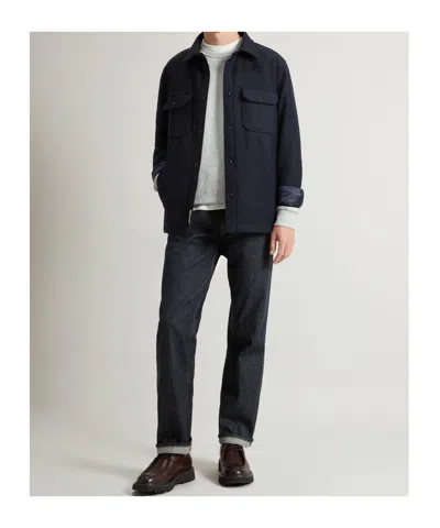 Woolrich Long Sleeve Button Down Jacket In Black