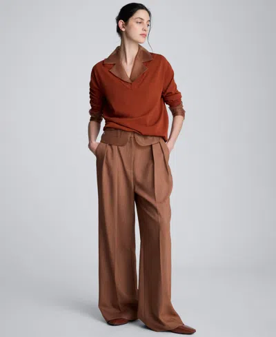 Kenneth Cole Transparent Notch Jacket With Flap Pockets In Brown