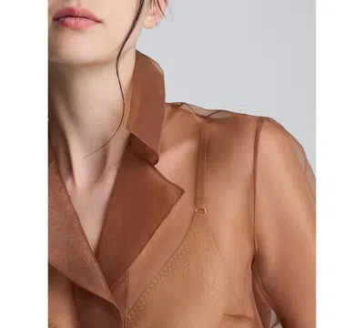 Kenneth Cole Transparent Notch Jacket With Flap Pockets In Brown