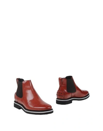 Tod's Ankle Boots In Brick Red