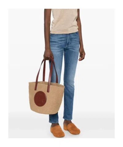 Chloé Horse Medallion Paper Bucket Bag In Sepia Brown