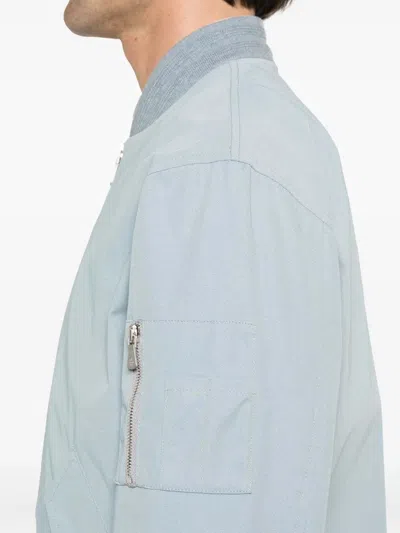 Eleventy Sky Blue Twill Bomber Jacket In Blue
