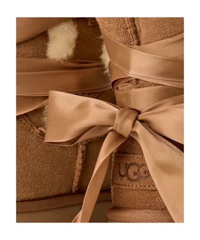 Ugg Ankle Boot With Lace Detail And Rubber Sole In Brown