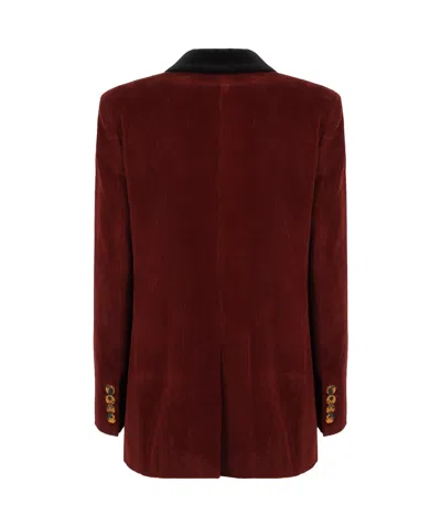 Blazé Milano Corduroy Double-breasted Blazer In Burgundy