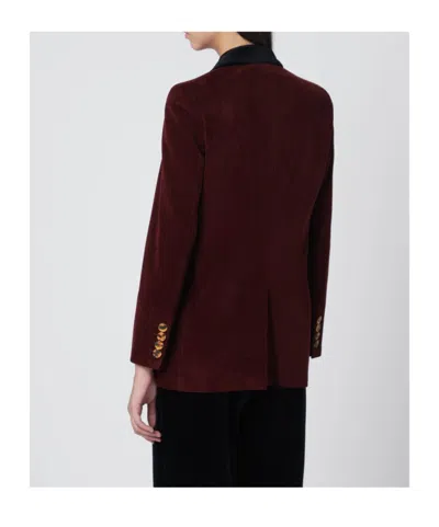 Blazé Milano Corduroy Double-breasted Blazer In Burgundy