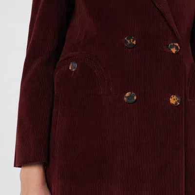 Blazé Milano Corduroy Double-breasted Blazer In Burgundy