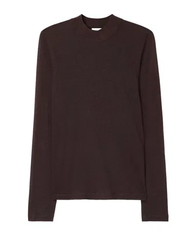 Filippa K Topp Lyocell Cashmere Mock Neck Brun In Black