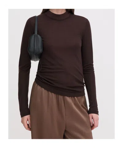 Filippa K Topp Lyocell Cashmere Mock Neck Brun In Black