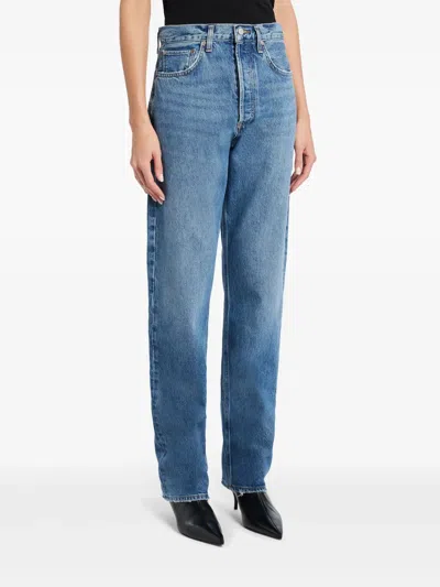 Agolde Kelly High-rise Wide-leg Denim Trousers In Blue